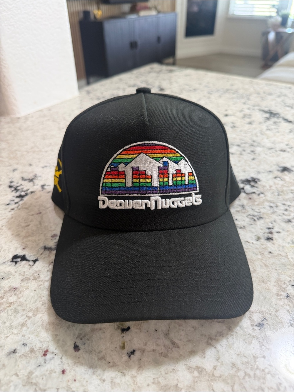 New Era Denver Nuggets Black Snapback Hat with Rainbow Logo